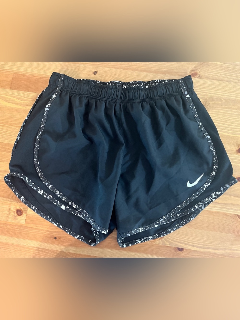 Nike Black Dri-fit medium Athletic Running Shorts with Speckled Trim